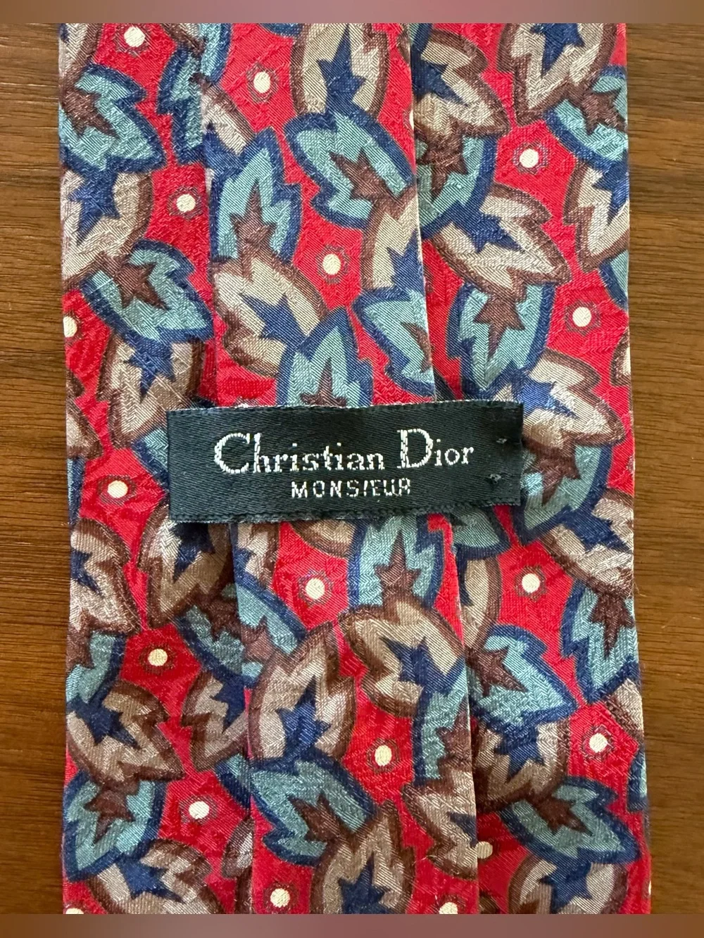 Christian Dior Monsieur Red Multicolor Floral-Paisley Silk Tie